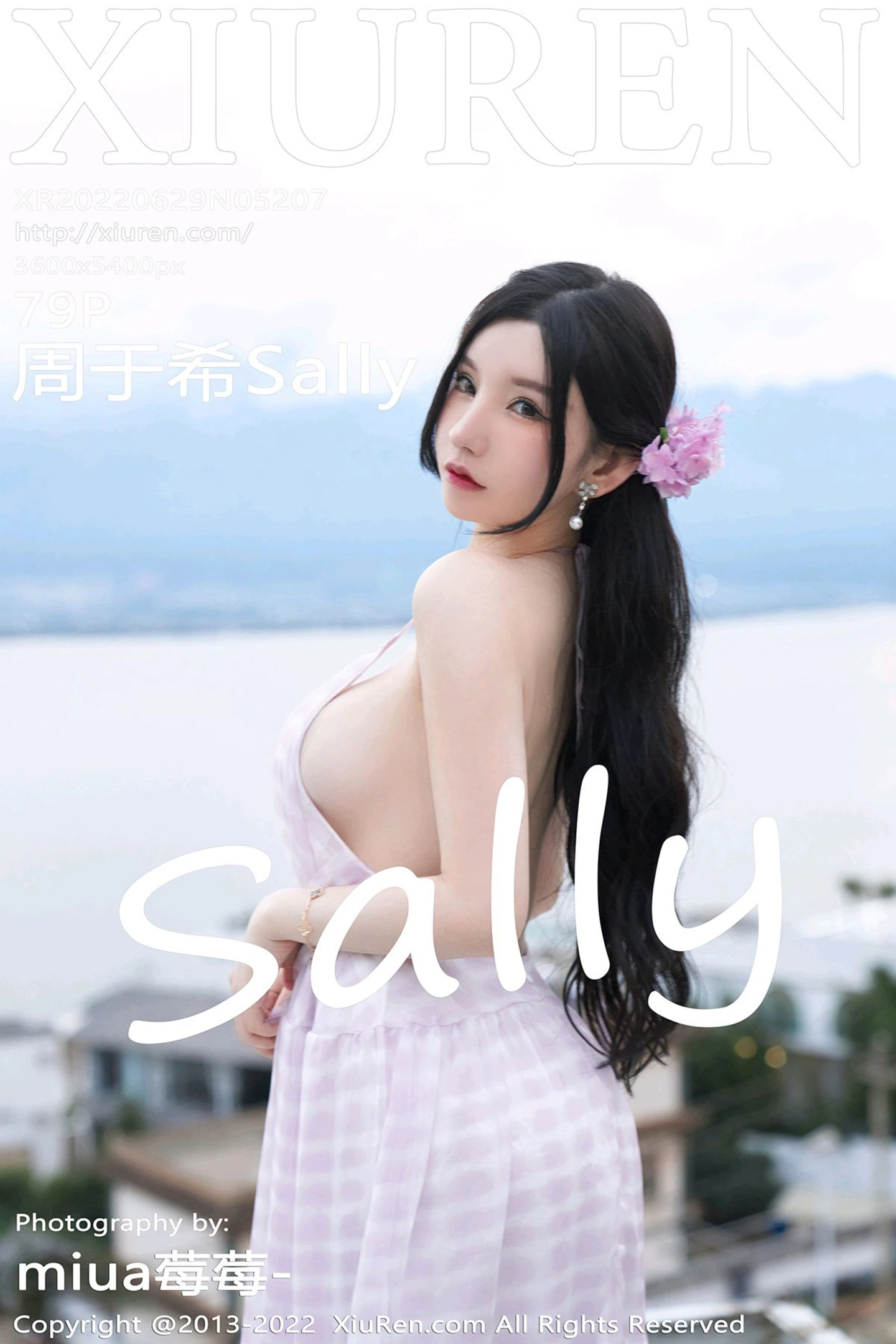 [XiuRen秀人网] VOL.5207 女神周于希Sally心愿旅拍脱连衣长裙露性感白色网纱内衣诱惑写真79P-秀人网官方网站